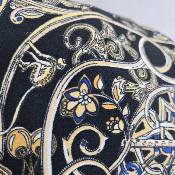 H&M Black Gold Paisley Palazzo Side Zipper Wide Leg Pants Size 0 - Picture 8 of 11